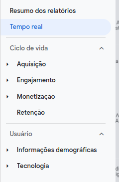 relatório em tempo real no GA4